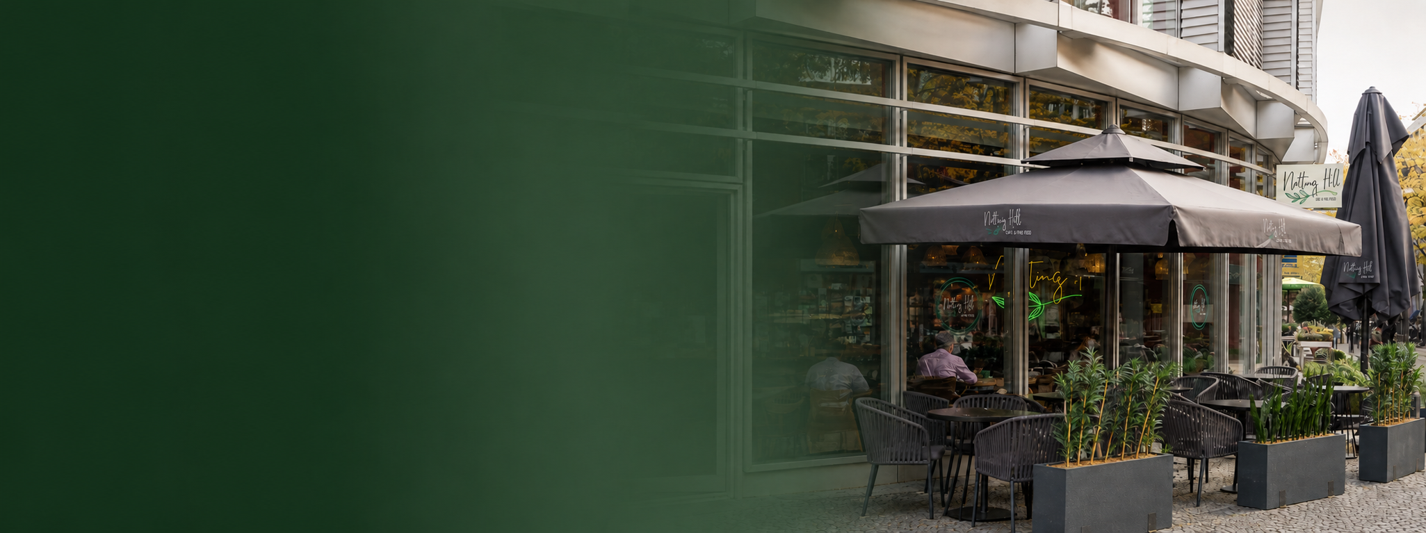 Die Terrasse des Notting Hill Cafés